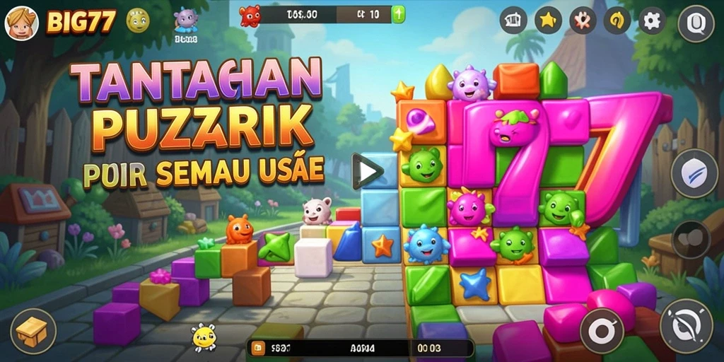 Screenshot utama menunjukkan gameplay Puzzle yang seru dan menantang.