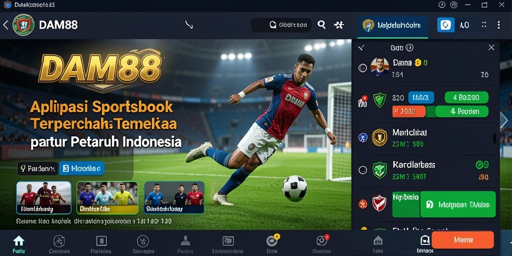 Tampilan interaktif gameplay Sportsbook DAM88 dengan pilihan taruhan menarik.
