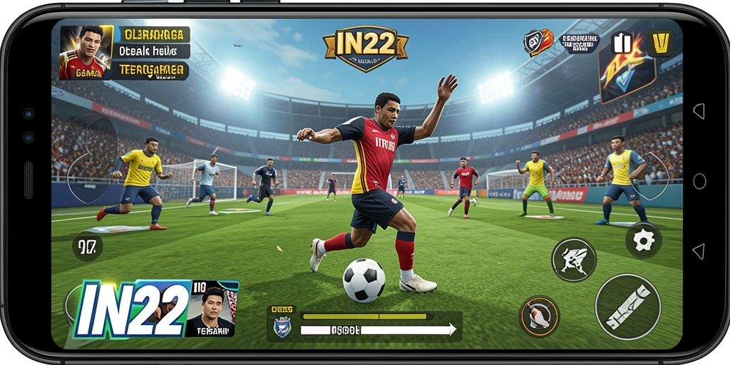 Tampilan gameplay IN22 menampilkan aksi olahraga yang seru dan mendebarkan.