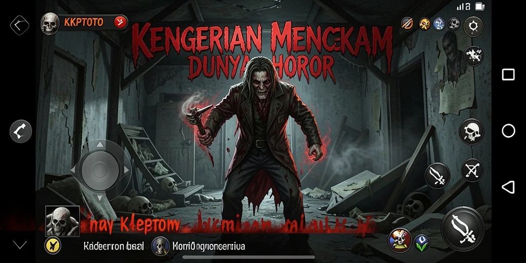 Screenshot gameplay KPKTOTO dengan suasana horor yang mencekam.