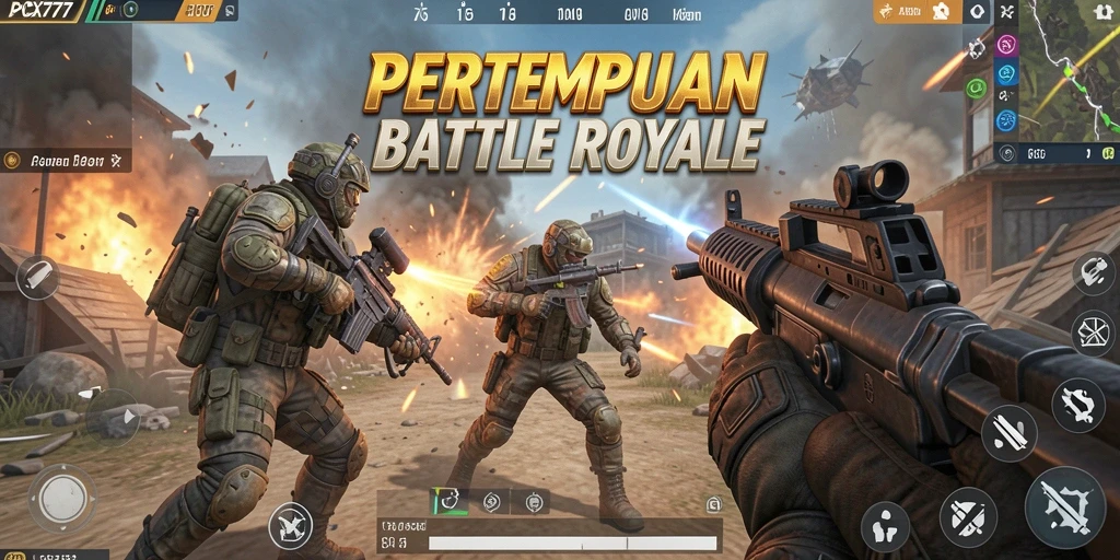 Tampilan seru gameplay Battle Royale di PCX777.