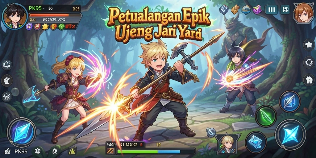 Screenshot PK95 menampilkan pertarungan karakter Anime yang seru.